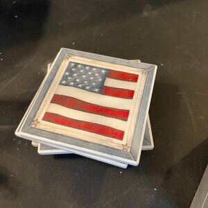Coasters Patriotic Red White & Blue American Flag Set 4 (I)